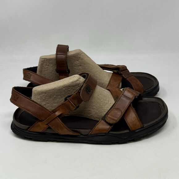 Timberland Trail Sandals Mens 13 M Brown Leather Strappy Rugged Hiking Vintage - Picture 1 of 15